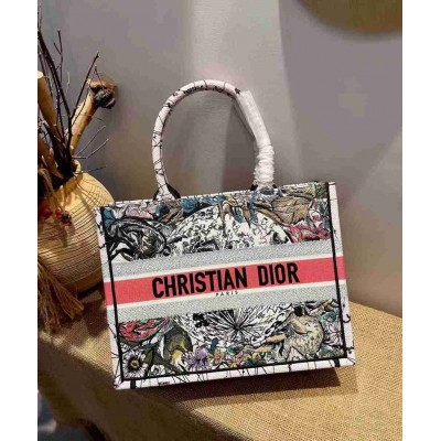 Dior Medium Book Tote Bag In Multicolor Dior Constellation Embroidery