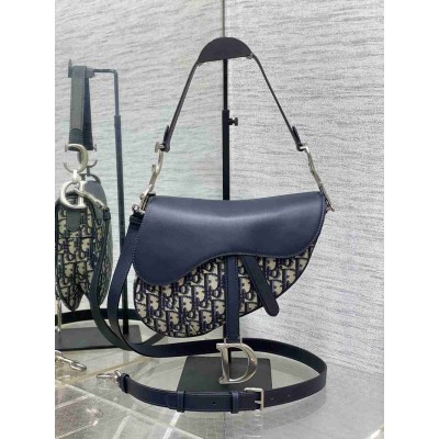 Dior Saddle Bag with Strap in Oblique and Calfskin