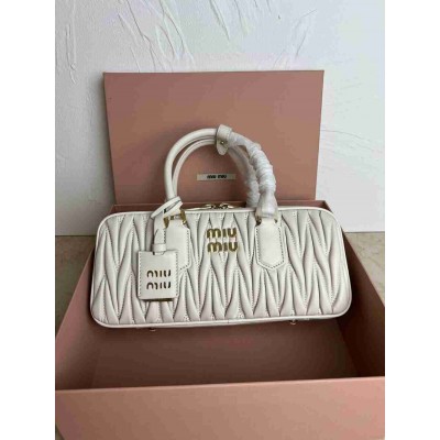 Miu Miu Arcadie Large Bag in White Matelasse Leather
