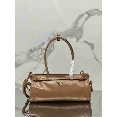 Prada Medium Tote Bag in Brown Soft Leather