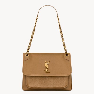 Saint Laurent Niki Medium Chain Bag in Dark Cork Grained Lambskin