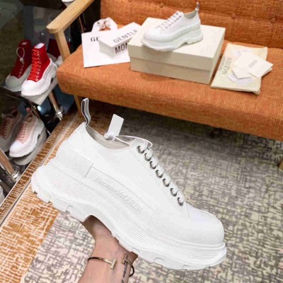 Alexander McQueen White Tread Slick Lace Up Sneakers
