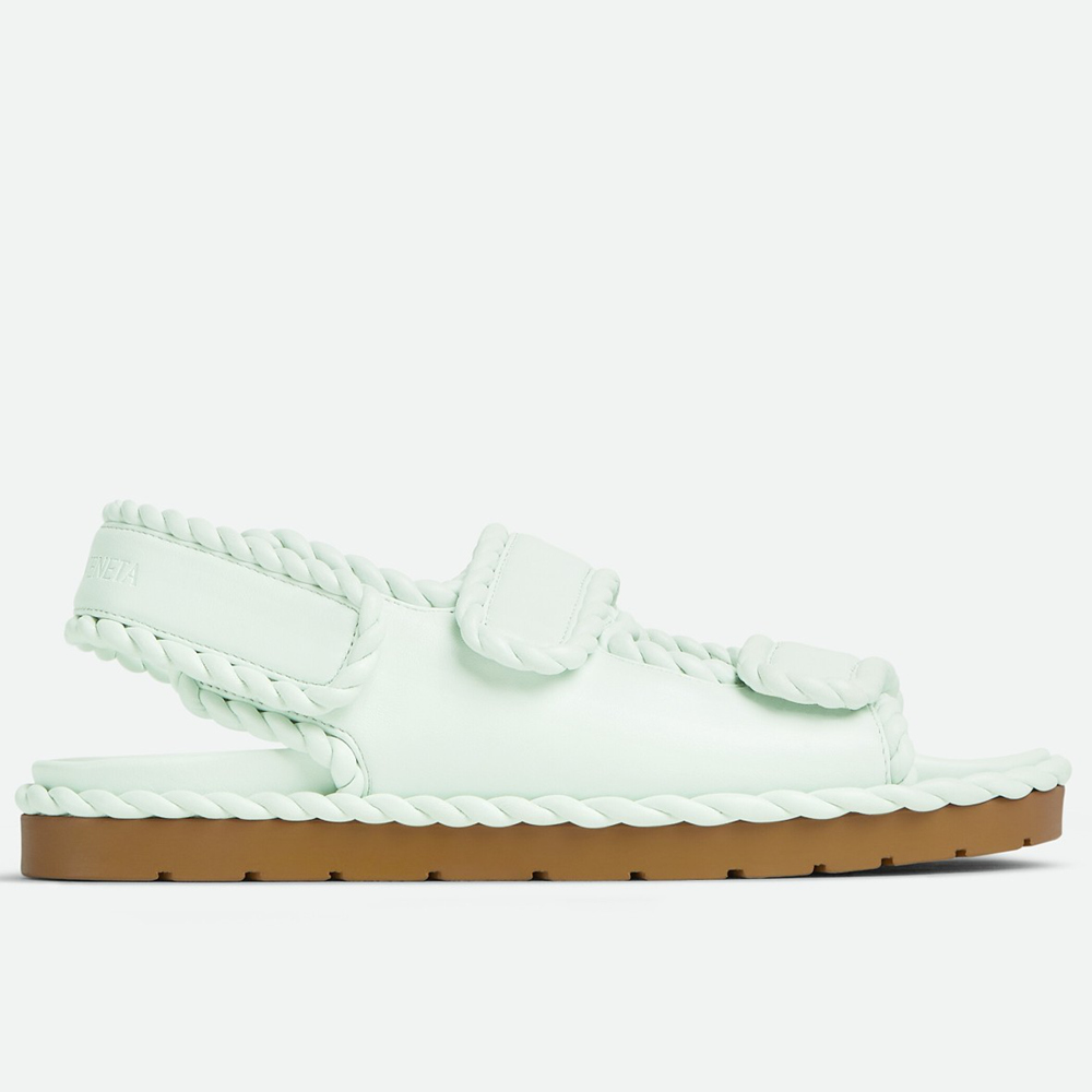 Bottega Veneta Jack Flat Slingback Sandals in Glacier Lambskin