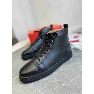 Christian Louboutin Louis Woman High-Top Sneakers In Black Leather