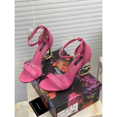 Dolce & Gabbana Pink Sandals with Baroque DG Heel
