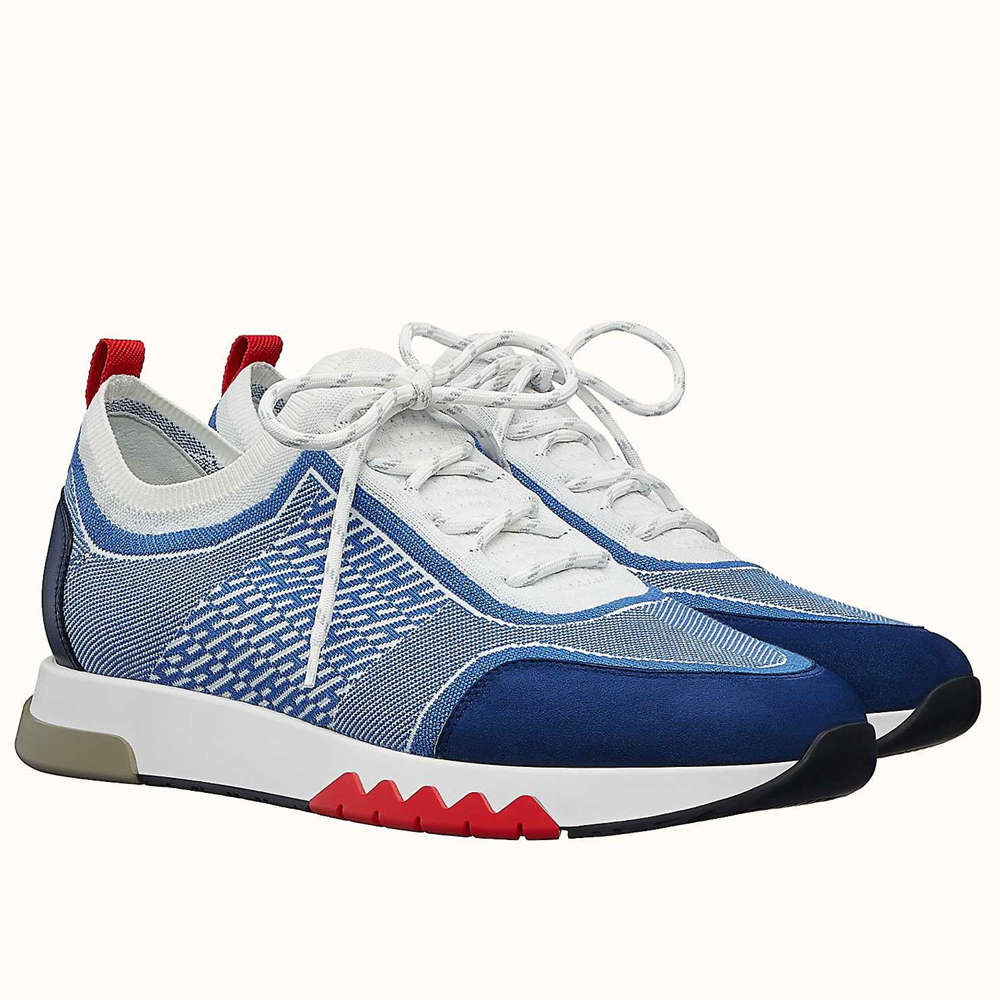 Hermes Addict Sneakers In Bicolor Blue Knit