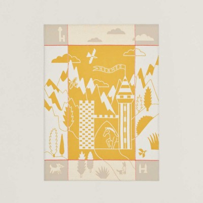 Hermes Avalon Epopee Blanket in Jaune Wool and Cashmere