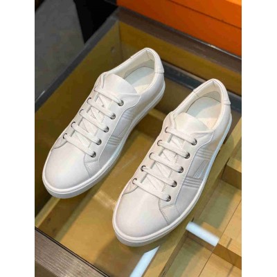Hermes Avantage Sneakers In White Calfskin
