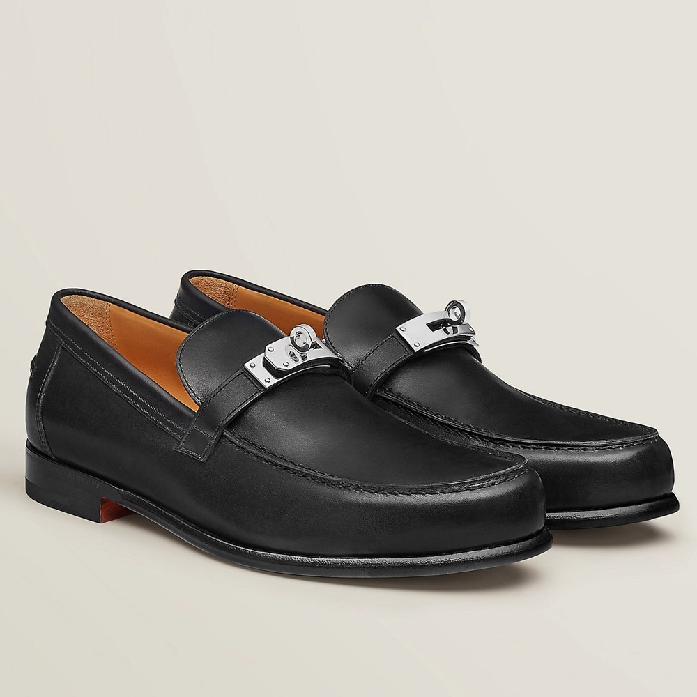 Hermes Destin Loafers In Noir Calfskin