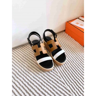 Hermes Havane 30 Sandals in Bi-color Calfskin Leather