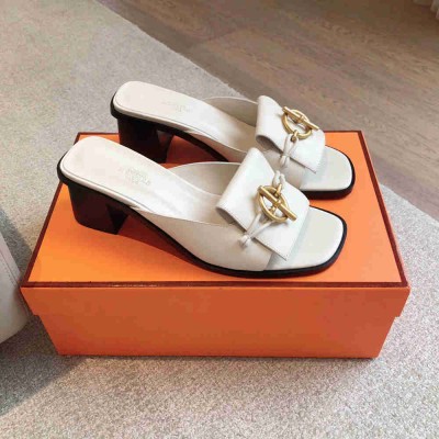 Hermes Ilot 50 Sandals in White Leather
