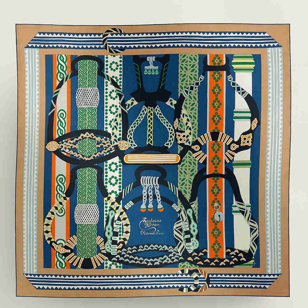 Hermes Multicolore Fantaisie d'Etriers Shawl 140