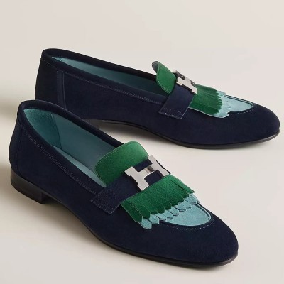 Hermes Royal Loafers in Multicolor Suede Leather