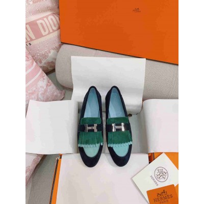 Hermes Royal Loafers in Multicolor Suede Leather