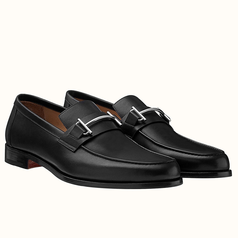 Hermes Sydney Loafers In Black Calfskin