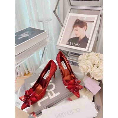 Jimmy Choo Alia 85mm Pumps In Red Crystal