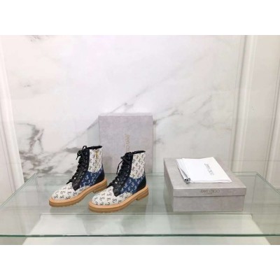 Jimmy Choo Cora Flat Combat Boots In Monogram Jacquard