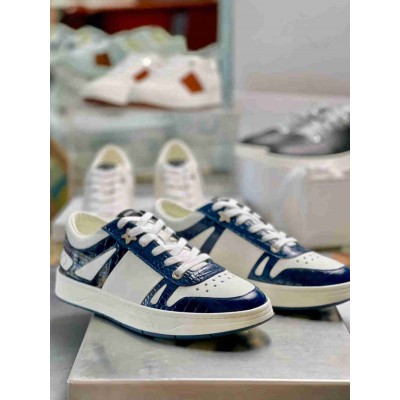 Jimmy Choo Hawaii Sneakers In Blue Croc-embossed Leather