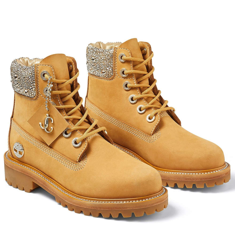 Jimmy Choo JC X Timberland F Nubuck Leather Boots with Crystal Collar