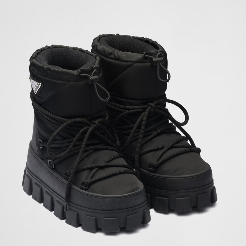 Prada Gabardine Apres-ski Boots in Black Nylon