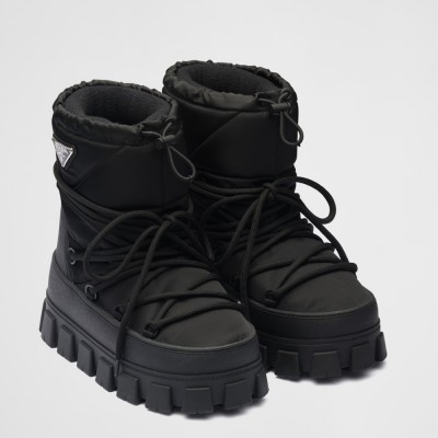 Prada Gabardine Apres-ski Boots in Black Nylon