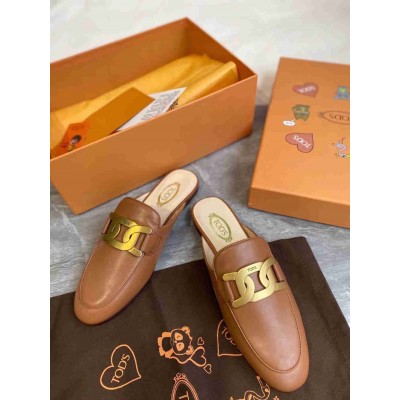 Tod's Mules In Tan Smooth Calfskin