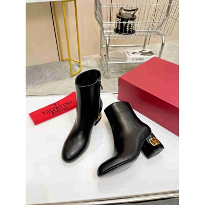 Valentino Heritage Ankle Boot 60mm In Black Calfskin Leather