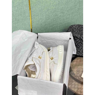 Valentino One Stud Low-top Sneakers In White Leather