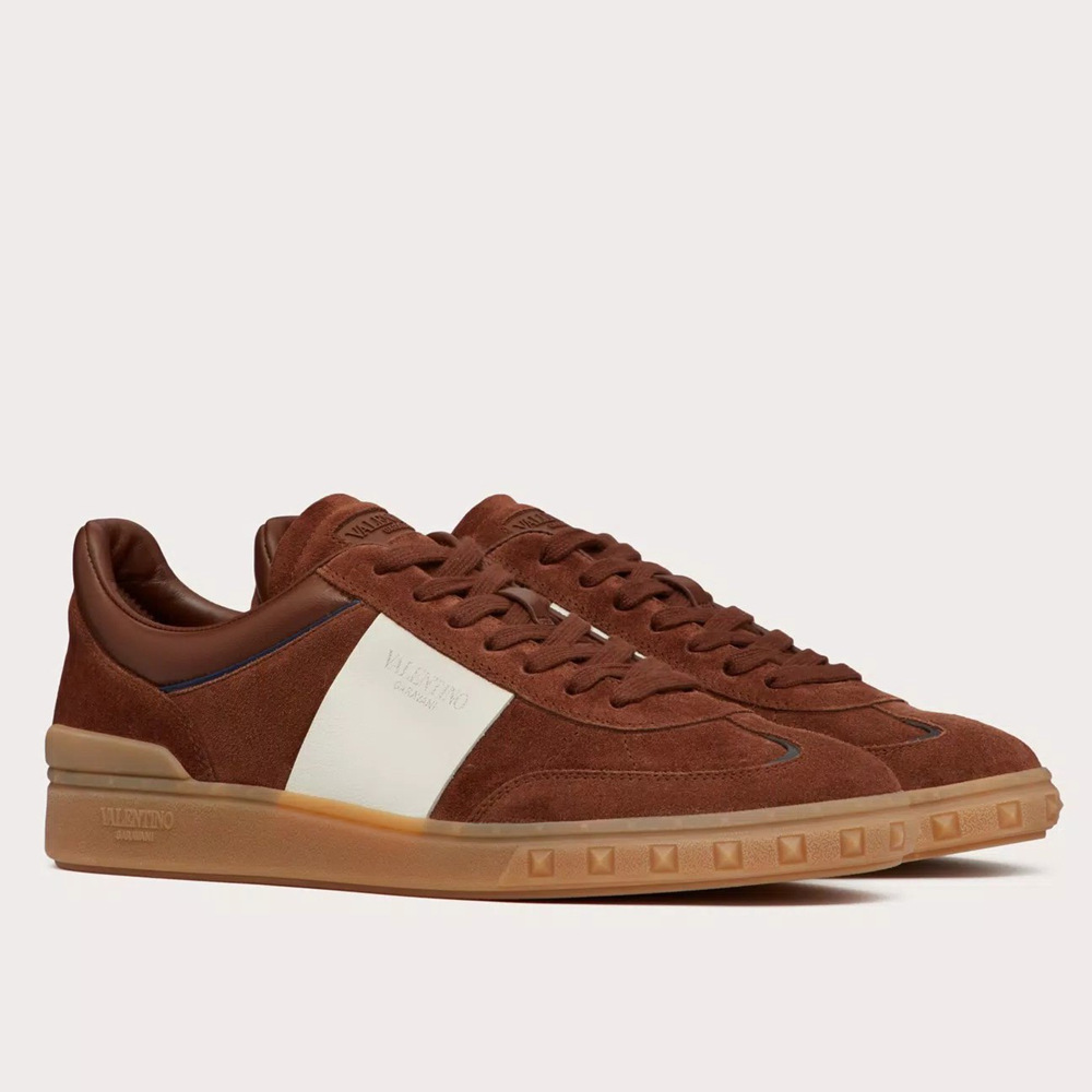 Valentino Upvillage Sneaker in Brown Suede Leather