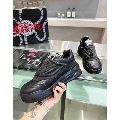 Versace Odissea Sneakers In Black Leather