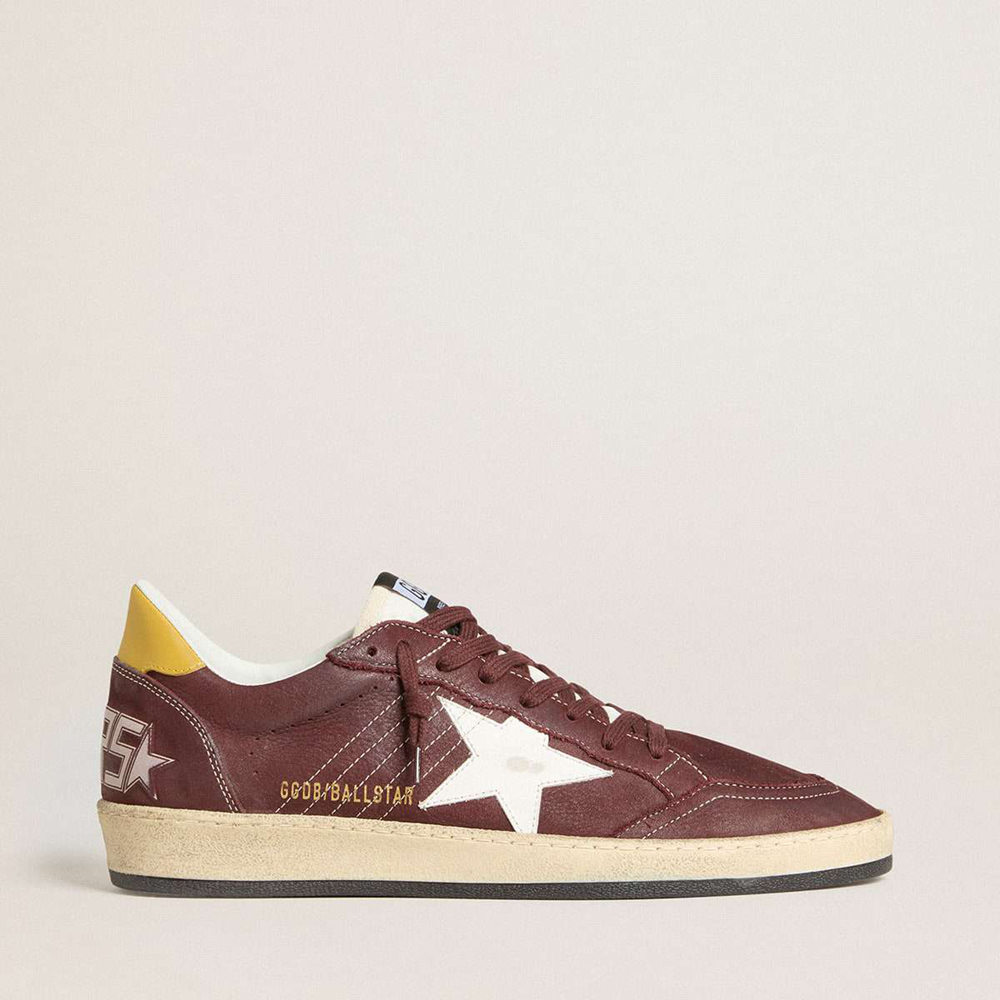 Golden Goose Ball Star Sneakers In Chocolate Nubuck With Leather Star And Heel Tab