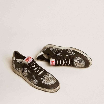 Golden Goose Ball Star Sneakers In Elephant-print Leather With Black Leather Star