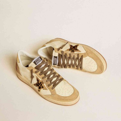 Golden Goose Ball Star Sneakers In Nappa And Suede With Pony Skin Star And Metallic Heel Tab