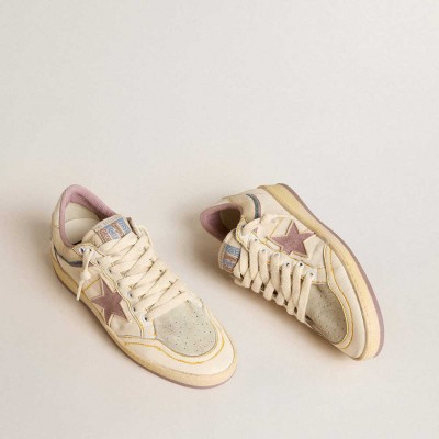 Golden Goose Ball Star Sneakers In Nappa Leather With Mauve TPU Star And Leather Heel Tab