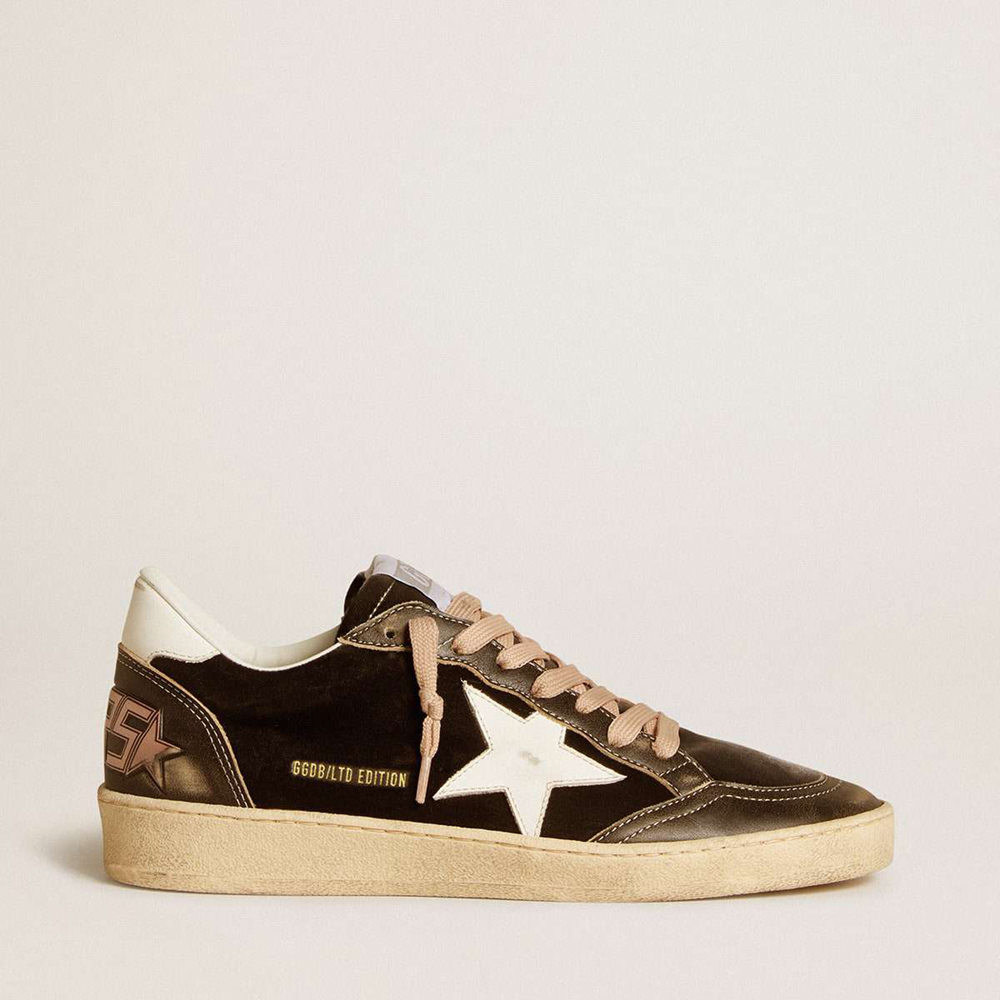 Golden Goose Ball Star LTD Sneakers In Black Velvet With White Leather Star And Heel Tab