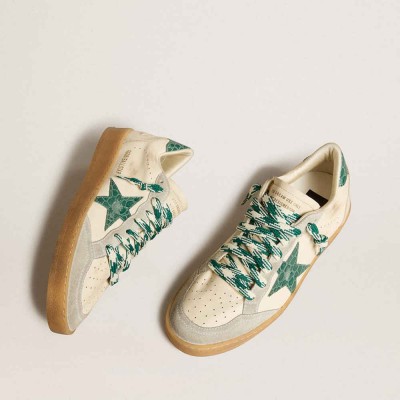 Golden Goose Ball Star LTD Sneakers In Nappa With Green Crocodile-print Leather Star