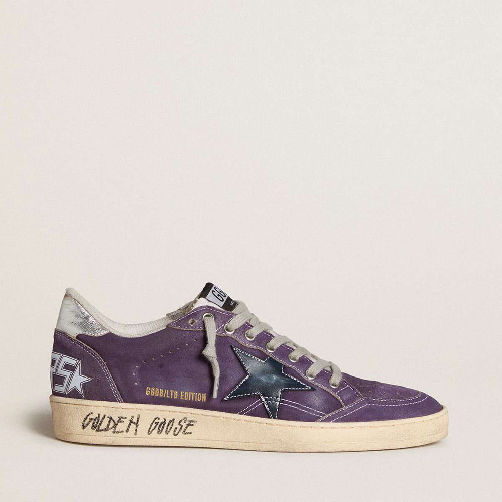 Golden Goose Ball Star LTD Sneakers In Purple Suede With Leather Star And Metallic Heel Tab