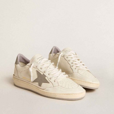 Golden Goose Ball Star LTD Sneakers With Gray Leather Star And Heel Tab And Stitching