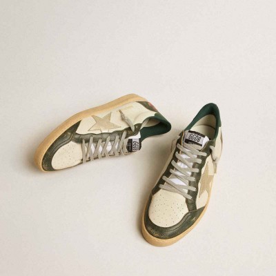 Golden Goose Ball Star LTD Sneakers With Platinum Leather Star And Green Leather Heel Tab