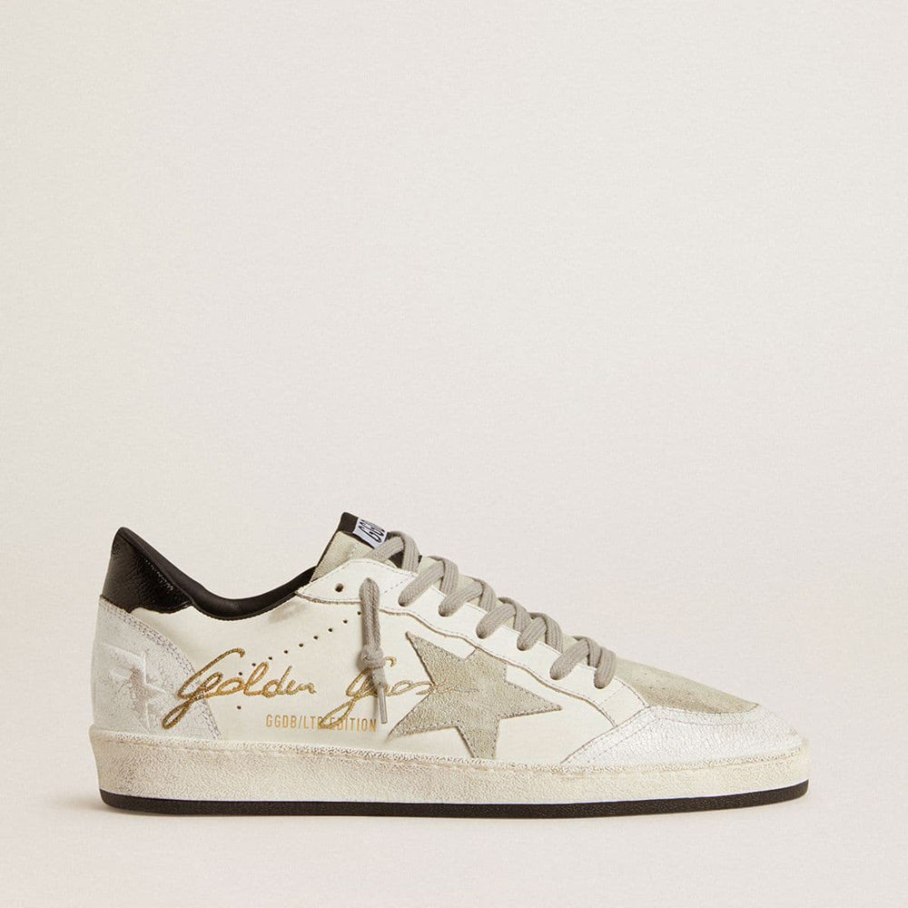 Golden Goose Ball Star LTD Sneakers With Suede Star And Textured Leather Heel Tab