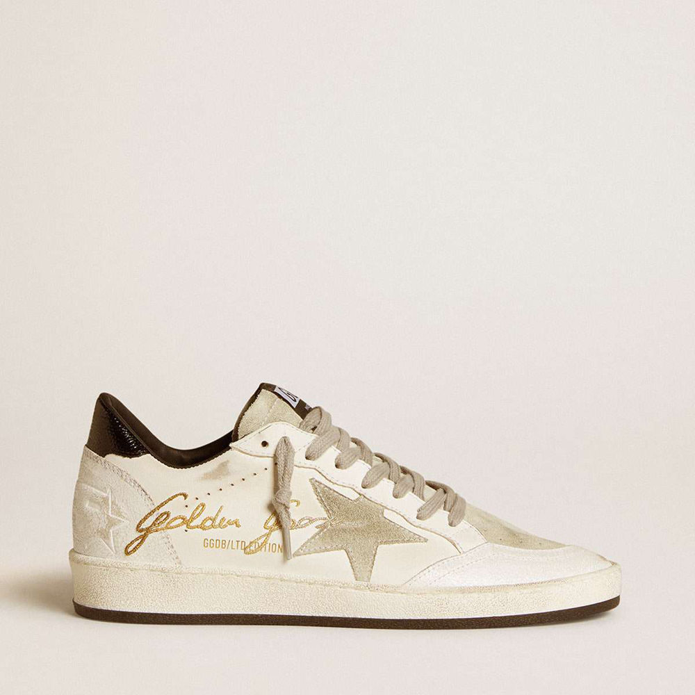 Golden Goose Ball Star LTD Sneakers With Suede Star And Textured Leather Heel Tab