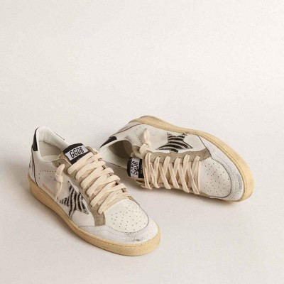 Golden Goose Ball Star LTD Sneakers With Zebra-print Star And Metallic Leather Insert
