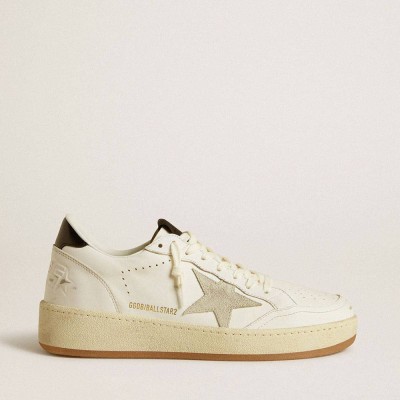 Golden Goose Ball Star Sneakers With Ice-gray Suede Star And Glossy Black Leather Heel Tab