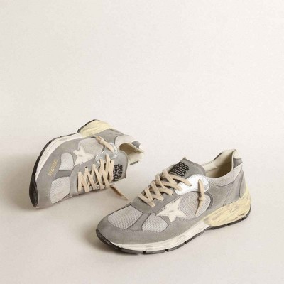 Golden Goose Dad-Star Shoes In Suede And Mesh With White Leather Star And Heel Tab