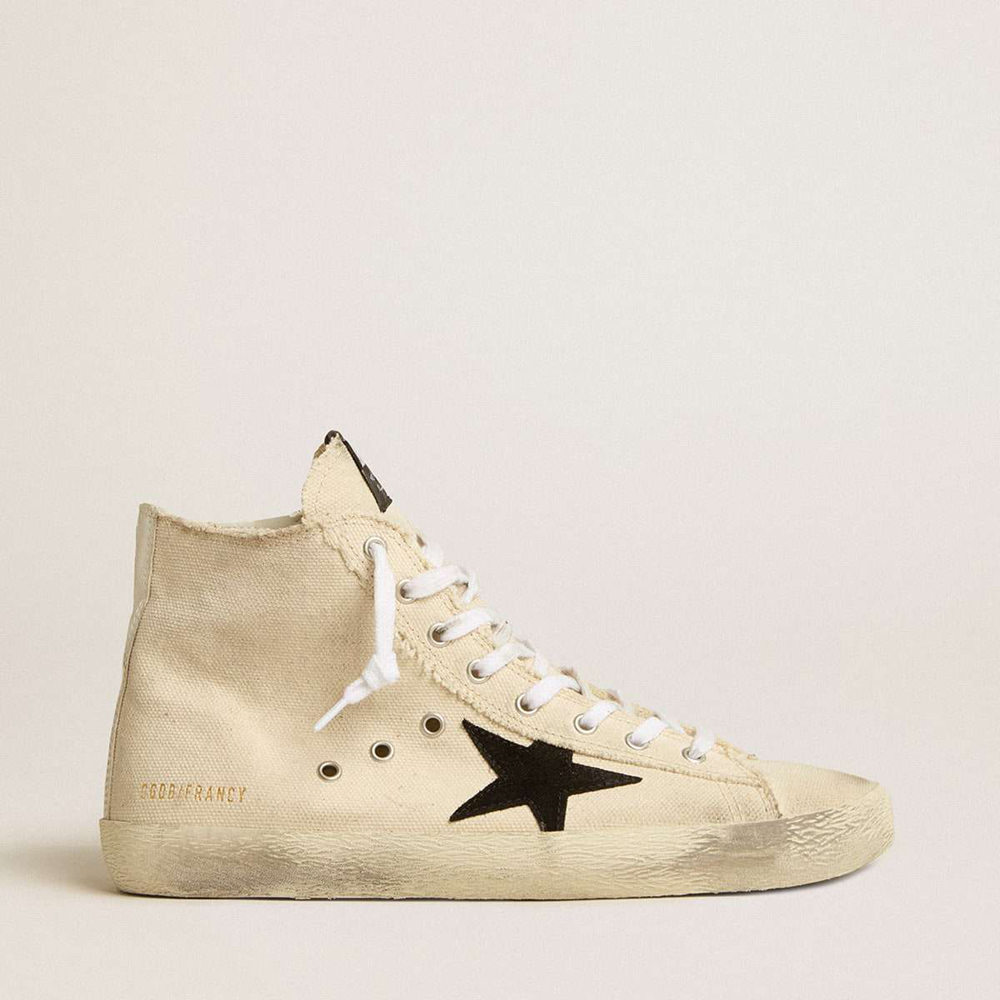 Golden Goose Francy Penstar Sneakers In Canvas With Black Suede Star And Leather Heel Tab