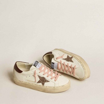 Golden Goose Hi Star LTD Sneakers With Glitter Star And Brown Lizard-print Heel Tab