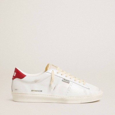 Golden Goose Matchstar In Glossy White Leather With Glossy Red Leather Heel Tab