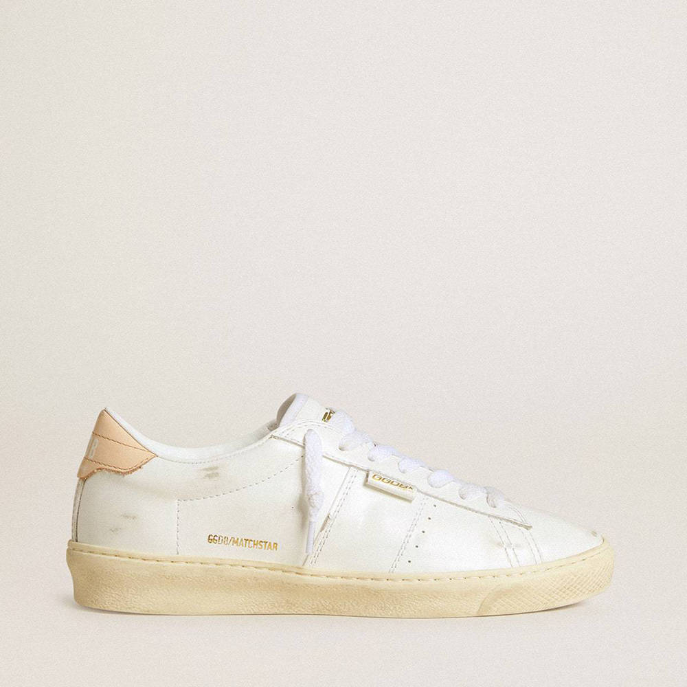 Golden Goose Matchstar In Leather With Peach Pink Heel Tab