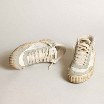 Golden Goose Mid Star Sneakers With Ice-gray Suede Inserts And White Star