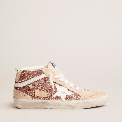 Golden Goose Mid Star Sneakers With Pink Glitter